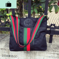 黑色牛津布配皮单肩包托特包男女通用韩版休闲大容量单肩斜挎包NEW LAKE女斜挎包