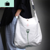 汉服配饰禅意帆布包斜挎包手绘古风包包女佛系包休闲中国风民族风NEW LAKE 乳白色女斜挎包