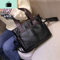 皮软皮多口袋包包女2020新款潮时尚百搭手提女包单肩斜挎包休闲NEW LAKE 黑色女斜挎包