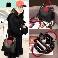 女包包2020新款洋气时尚手提水桶包潮大气网红百搭女士单肩斜挎包NEW LAKE 黑色女斜挎包