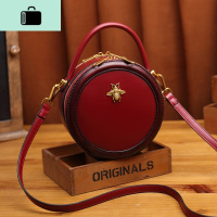 时尚女包2020夏新款洋气牛皮宽带小圆包手提单肩斜挎包复古小包包NEW LAKE女斜挎包