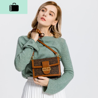 欧美时尚小方包2020新款潮网红百搭单肩斜挎包女夏天复古女包NEW LAKE 棕色女斜挎包