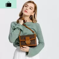 欧美时尚小方包2020新款潮网红百搭单肩斜挎包女夏天复古女包NEW LAKE 棕色女斜挎包