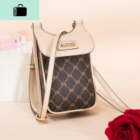 2020新款斜挎包女包单肩报 时尚手机包袋随身小包NEW LAKE 咖啡配杏色女斜挎包