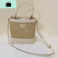 2019时尚新款手提编女包拼接撞色单肩水桶包简约百搭斜挎包包女NEW LAKE女斜挎包