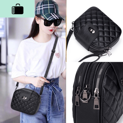 包包女2020新款潮女网红三层小圆包菱格包百搭软皮单肩斜挎包小包NEW LAKE女斜挎包