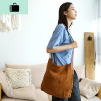 庸庸朴素棉麻拼接手提布包包单肩复古斜挎包百搭休闲女帆布包NEW LAKE女斜挎包
