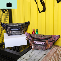 潮牌胸包女潮ins腰包2020新款时尚铆钉街头单肩斜挎包亮片包NEW LAKE女斜挎包