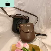 乌77 韩国ins超火百搭简约复古pu皮磁扣单肩斜挎马鞍包贝壳包小包NEW LAKE女斜挎包