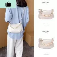夏天白色包包女2020新款潮夏季柔软云朵包褶皱斜挎百搭腋下饺子包NEW LAKE女斜挎包