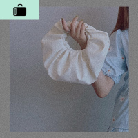 柔软皮褶皱云朵包手挽手提包女士2020夏新款潮圆形小包包斜挎饺子NEW LAKE女斜挎包