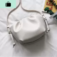 软皮云朵包包女包2020新款韩版褶皱包百搭单肩斜挎饺子包NEW LAKE女斜挎包