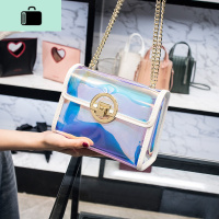 包包女包2020新款百搭韩版潮镭射透明单肩手提斜挎果冻子母小方包NEW LAKE女斜挎包