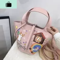 包包女2020新款YAY水桶包涂鸦手绘菜篮子包斜挎单肩小众手提女包NEW LAKE女斜挎包