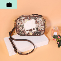 斜挎小包2020新款韩版休闲女包可爱小熊图案链条包包女NEW LAKE 迷彩绿配咖啡女斜挎包