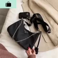 网红三合一女包包2020新款时尚法棍包百搭斜挎链条包ins单肩小包NEW LAKE 黑色女斜挎包