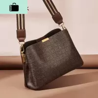 包包女2020新款潮欧美时尚宽肩带水桶包大容量女简约百搭单肩斜挎NEW LAKE 咖色女斜挎包