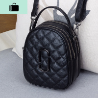 皮女包2020新款潮时尚女士菱格单肩斜挎三层小包包女宽带手机包NEW LAKE 黑色女斜挎包