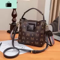 高级质感皮女包2020新款包包时尚百搭水桶包单肩斜挎手提包女潮NEW LAKE 咖啡色皮女斜挎包
