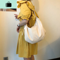 包包新款2020复古极简褶皱饺子包ins女包潮百搭单肩包斜跨牛角包NEW LAKE女斜挎包