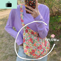 2020韩国夏新款大容量碎花单肩包女韩版ins复古单肩包斜跨布袋包NEW LAKE女斜挎包