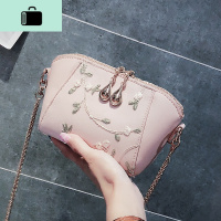 刺绣贝壳小包包女2020潮时尚少女流行新款链条车缝线单肩斜跨包包NEW LAKE 白色女斜挎包