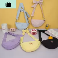 夏款日韩ins百搭学院风休闲学生帆布包 单肩女包文艺小清新饺子包NEW LAKE女斜挎包