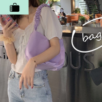 日系褶皱饺子包2020韩版新款纯色拉链大容量手提单肩包女NEW LAKE女斜挎包