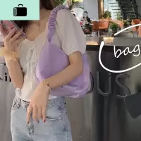 日系褶皱饺子包2020韩版新款纯色拉链大容量手提单肩包女NEW LAKE女斜挎包