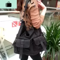 女包黑色牛津布大包包 韩版休闲尼龙单肩斜跨包时尚百搭手提包潮NEW LAKE