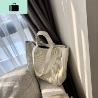 手提大包包2020春夏新款褶皱软皮女包休闲大容量单肩大包NEW LAKE 米白色(收藏送清洗笔1支)女士手提包