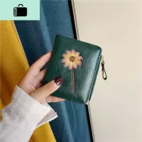 ins小钱包女短款2020新款韩版简约小清新刺绣搭扣拉链折叠零钱夹NEW LAKE