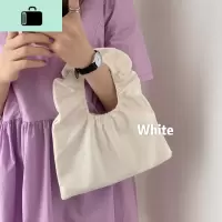 夏季新款韩版ins风网红时尚褶皱荷叶边手提饺子包帆布手拎包女潮NEW LAKE女斜挎包
