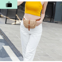 新款编织包编包沙滩腰包斜跨小包旅游度假时尚手机零钱女包NEW LAKE 棕色腰包女斜挎包