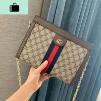欧美新款信封链条条纹女包女士单肩斜跨百搭流行包包印花包NEW LAKE 浅咖色女斜挎包