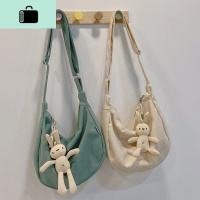 ins风 帆布女包日系韩版学生单肩斜挎包简约百搭文艺范纯色布袋包NEW LAKE女士单肩包