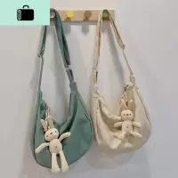 ins风 帆布女包日系韩版学生单肩斜挎包简约百搭文艺范纯色布袋包NEW LAKE女士单肩包