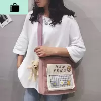 帆布包女斜挎包格子日系学院风单肩包ins2020潮袋子学生网红包包NEW LAKE女士单肩包
