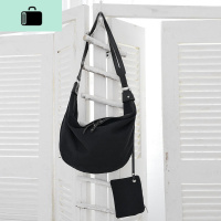 隐觅百搭潮原创自制yoji山本暗黑风双拉头两色男女饺子包送小口袋NEW LAKE 黑色女斜挎包