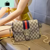 高级质感时尚女包包2020新款撞色链条小方包简约百搭单肩斜跨小包NEW LAKE女斜挎包