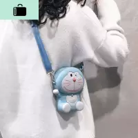 上新可爱小包包女2020新款潮韩版卡通机器猫手机包百搭单肩斜挎包NEW LAKE女斜挎包