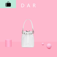 DAR迷你水桶女包2020新款白色手提褶皱小包单肩斜挎包潮抽带休闲NEW LAKE 白色女斜挎包