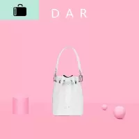 DAR迷你水桶女包2020新款白色手提褶皱小包单肩斜挎包潮抽带休闲NEW LAKE 白色女斜挎包