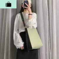 包包女2020新款潮韩版百搭斜挎单肩包大容量水桶包时尚学生手提包NEW LAKE 牛油果绿带小包女斜挎包