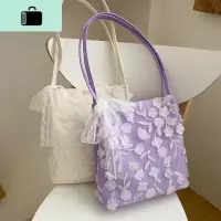 夏天仙女包2020新款潮韩版蕾丝单肩包手提包大容量水桶学生上课书NEW LAKE女斜挎包