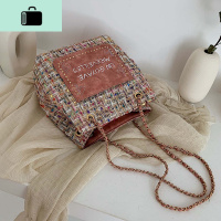 大容量包包女包2020春夏新款潮时尚百搭单肩斜挎包网红呢子水桶包NEW LAKE女斜挎包