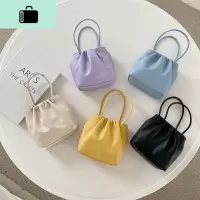 欧比 韩国软皮抽绳斜挎包女2020新款夏季ins可爱百搭小包包水桶包NEW LAKE女斜挎包