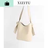 水桶包女2020新款潮日韩简约温柔风包包宽肩带打结休闲单肩子母包NEW LAKE女斜挎包