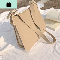 水桶包女宽肩带大容量单肩大挎包网红复古韩版ins2020新款潮NEW LAKE 杏色女斜挎包