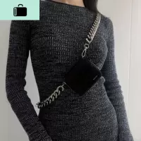 MONA雪梨同款kara粗链条迷你小包荧光色单肩斜挎皮零钱包女新款NEW LAKE